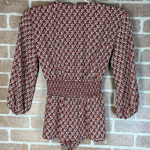 Max Studio Women's Small Blouse Top Flowy Boho Lightweight with Tie - Picture 6 of 9